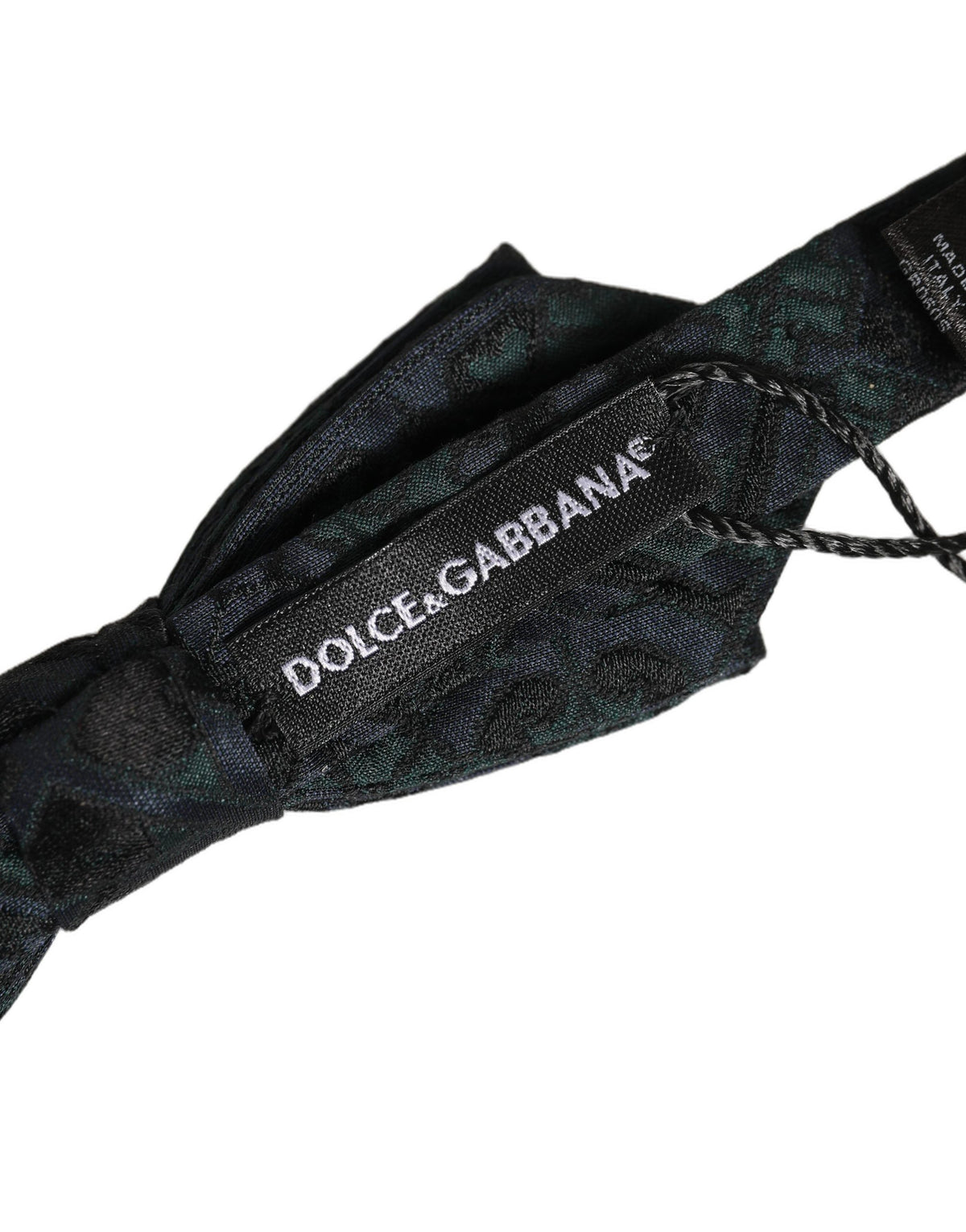 Nœud papillon réglable Dolce & Gabbana pour homme, noir et vert, motif cachemire