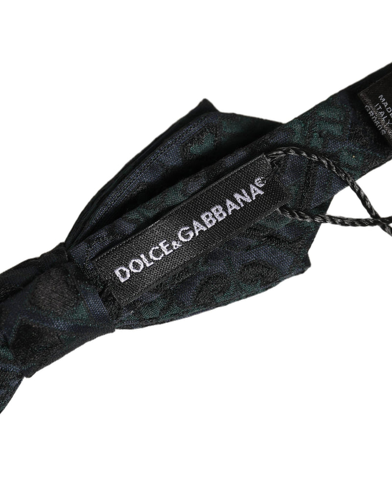 Nœud papillon réglable Dolce & Gabbana pour homme, noir et vert, motif cachemire