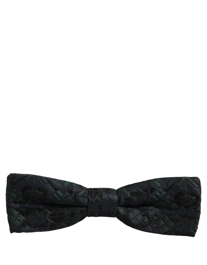 Dolce & Gabbana Men Black Green Paisley Adjustable Neck Papillon Bow Tie