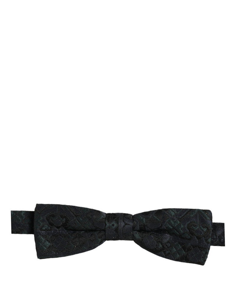 Dolce & Gabbana Men Black Green Paisley Adjustable Neck Papillon Bow Tie