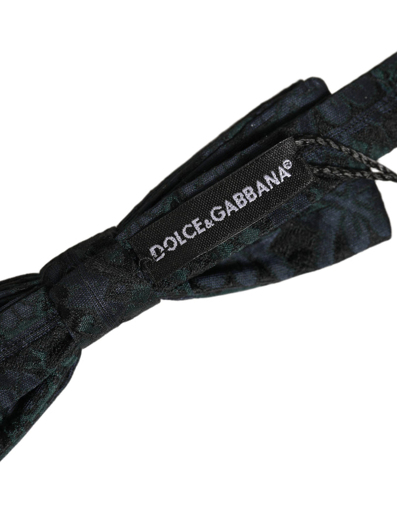 Dolce & Gabbana Men Black Green Paisley Adjustable Neck Papillon Bow Tie