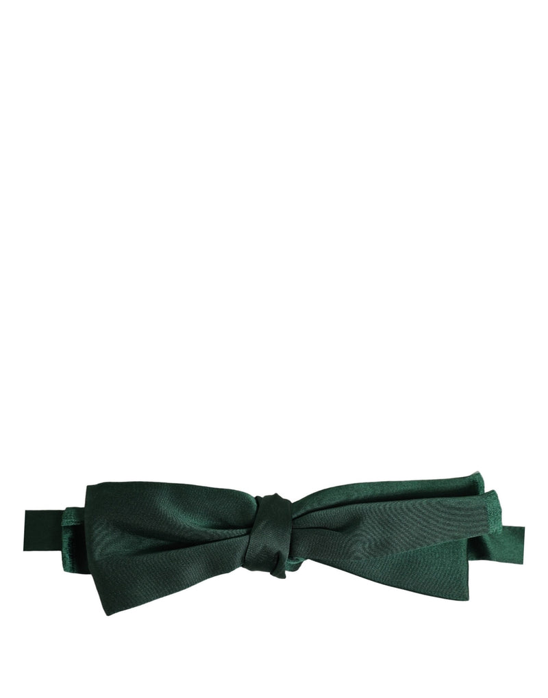 Dolce & Gabbana Men Dark Green Silk Adjustable Neck Papillon Bow Tie