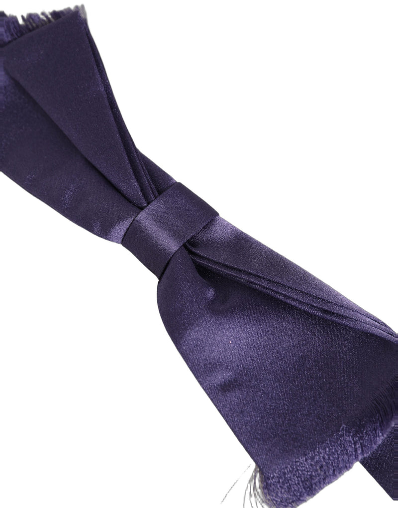Dolce & Gabbana Men Purple 100% Silk Adjustable Neck Papillon Bow Tie
