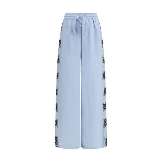 Pantalon décontracté en lin bleu Alemais