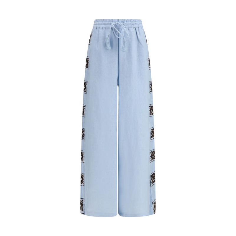 Pantalon décontracté en lin bleu Alemais
