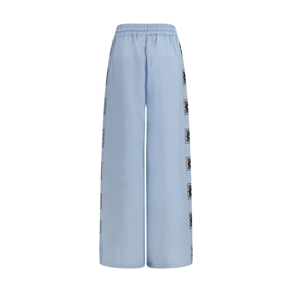 Pantalon décontracté en lin bleu Alemais