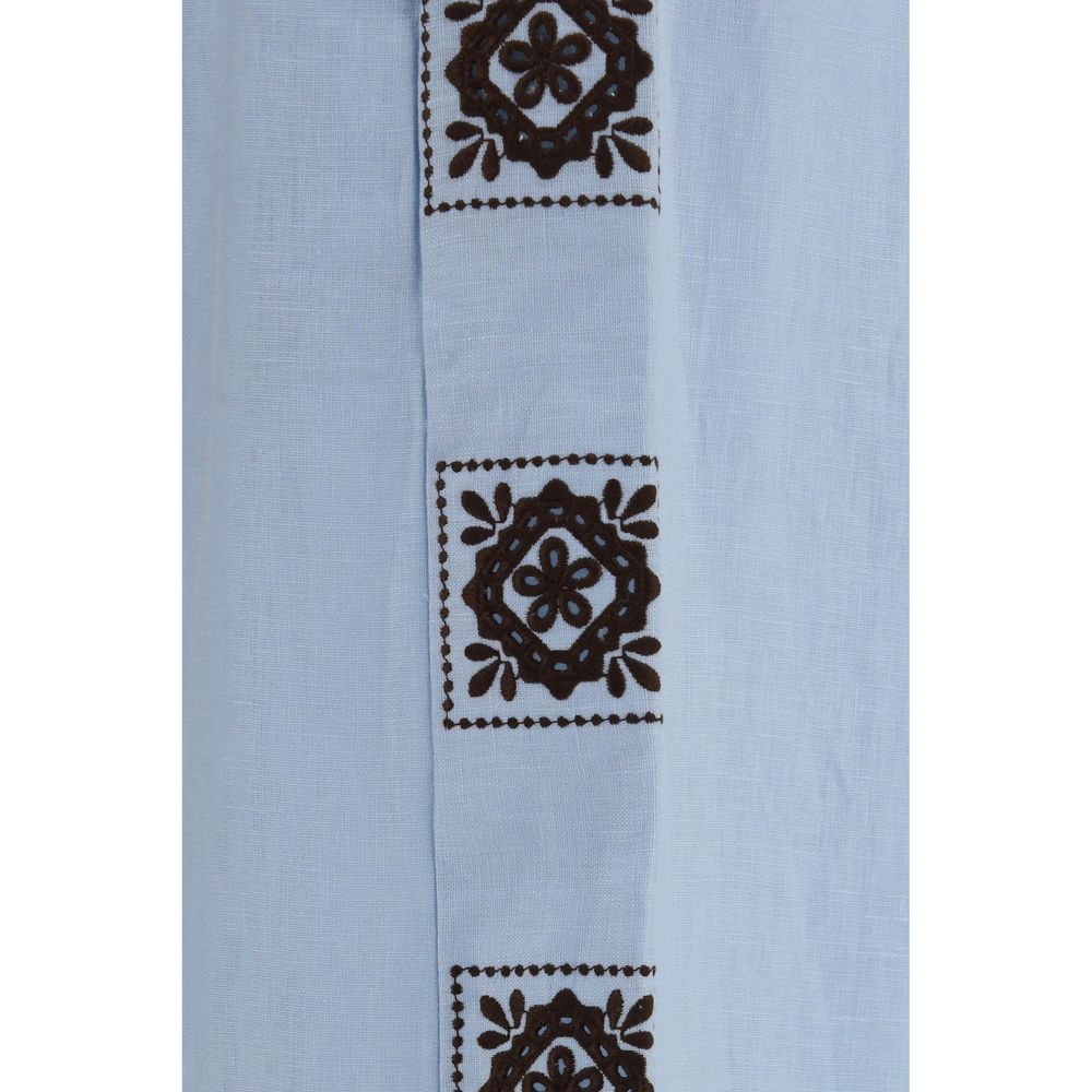 Pantalon décontracté en lin bleu Alemais