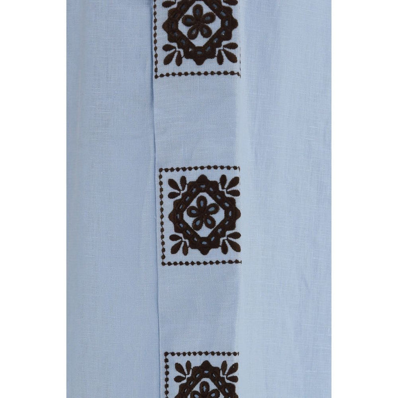 Pantalon décontracté en lin bleu Alemais
