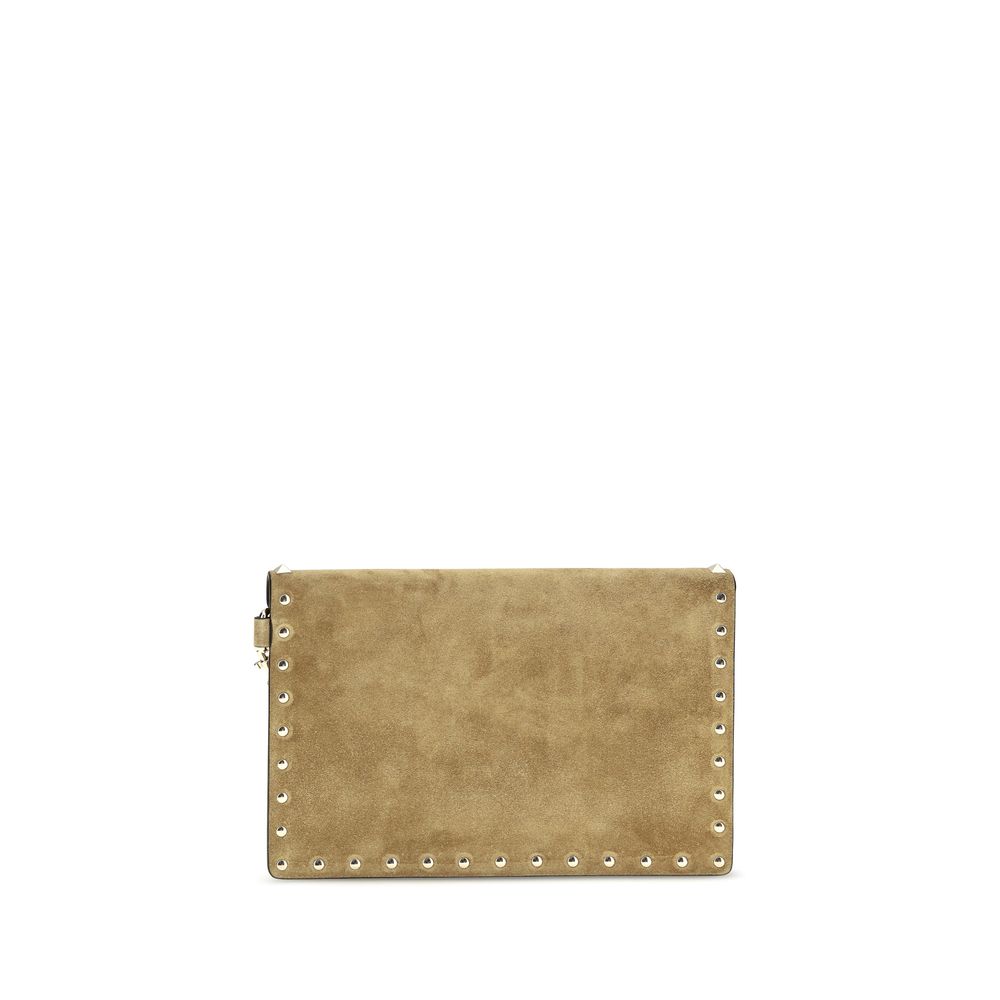 Pochette en daim beige Valentino Garavani