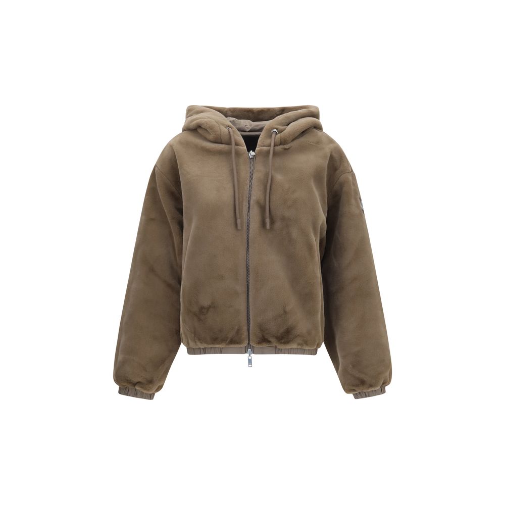 Sweat-shirt Moose Knuckles marron en fausse fourrure