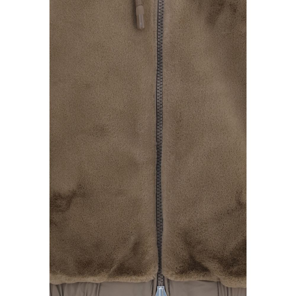 Sweat-shirt Moose Knuckles marron en fausse fourrure