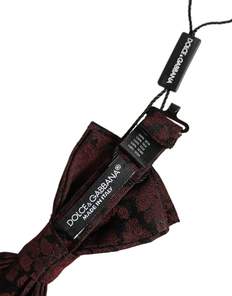 Nœud papillon ajustable en soie à motif floral bordeaux Dolce & Gabbana pour homme