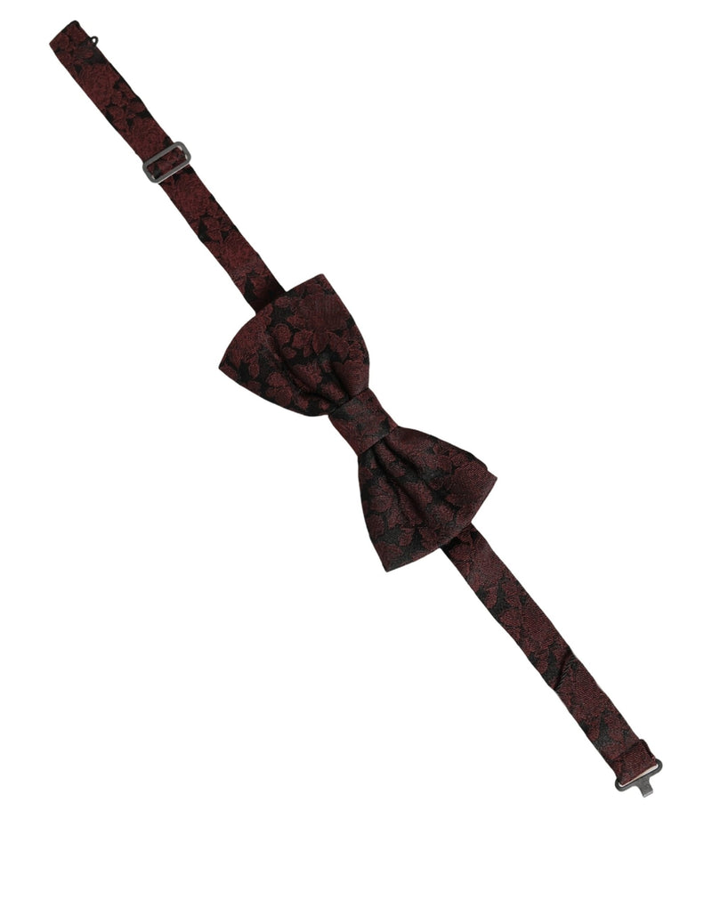 Nœud papillon ajustable en soie à motif floral bordeaux Dolce & Gabbana pour homme