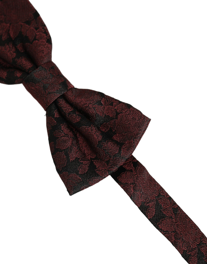Nœud papillon ajustable en soie à motif floral bordeaux Dolce & Gabbana pour homme
