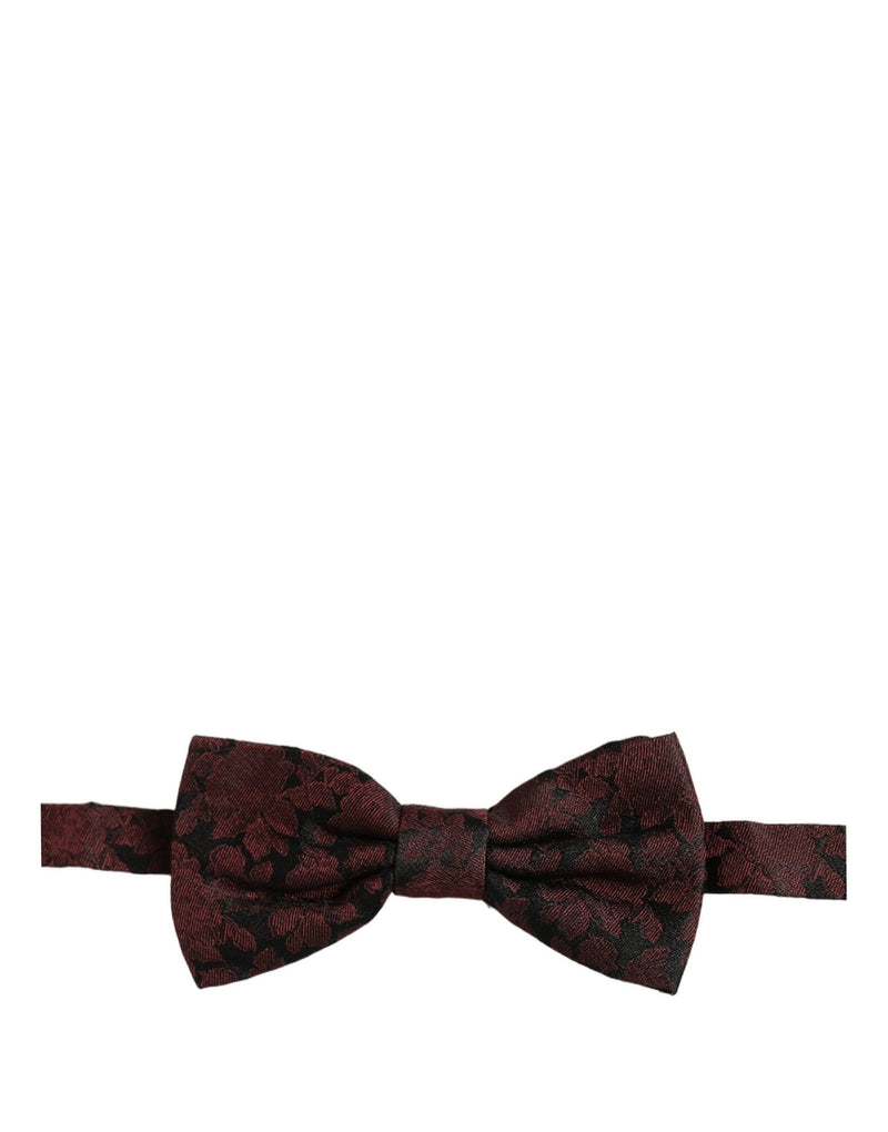 Nœud papillon ajustable en soie à motif floral bordeaux Dolce & Gabbana pour homme