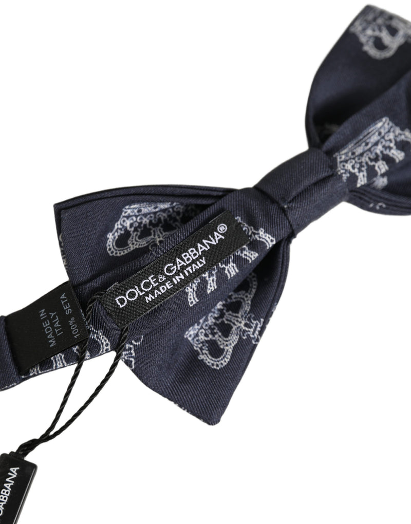 Nœud papillon ajustable en soie noire à couronne Dolce & Gabbana pour homme