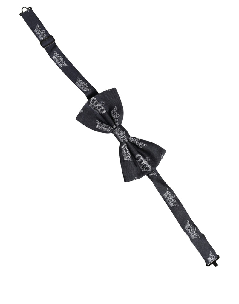 Nœud papillon ajustable en soie noire à couronne Dolce & Gabbana pour homme
