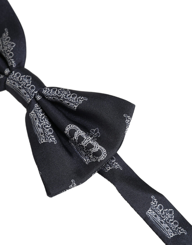 Nœud papillon ajustable en soie noire à couronne Dolce & Gabbana pour homme