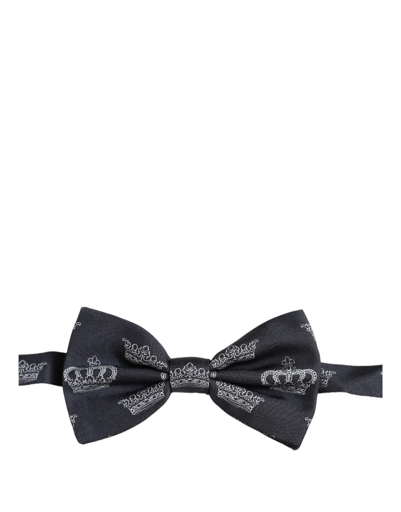 Nœud papillon ajustable en soie noire à couronne Dolce & Gabbana pour homme