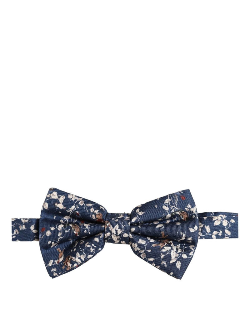 Nœud papillon papillon réglable Dolce & Gabbana pour homme, bleu marine à fleurs