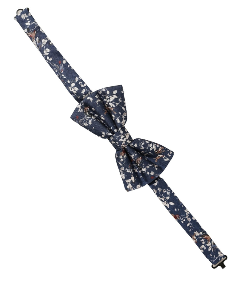 Nœud papillon papillon réglable Dolce & Gabbana pour homme, bleu marine à fleurs