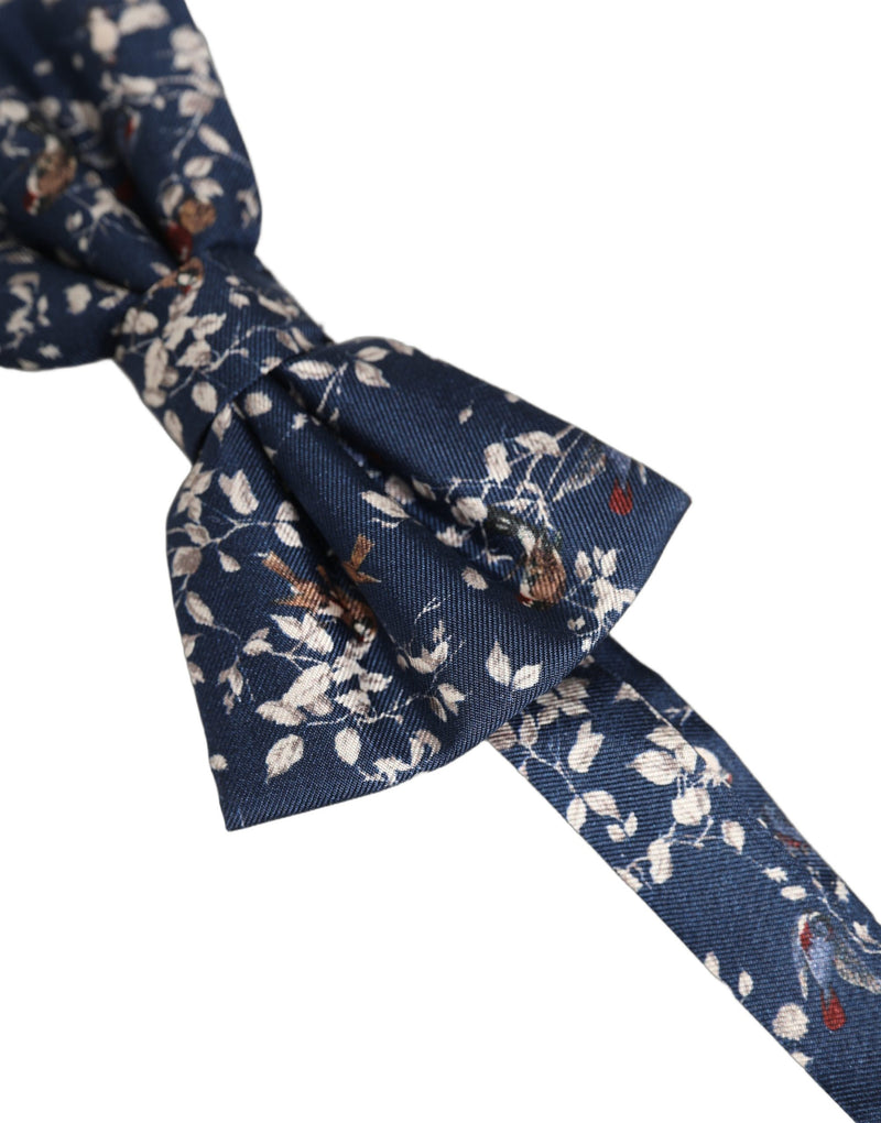 Nœud papillon papillon réglable Dolce & Gabbana pour homme, bleu marine à fleurs