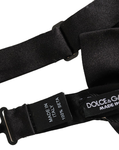 Dolce & Gabbana Men Black 100% Silk Adjustable Neck Papillon Bow Tie
