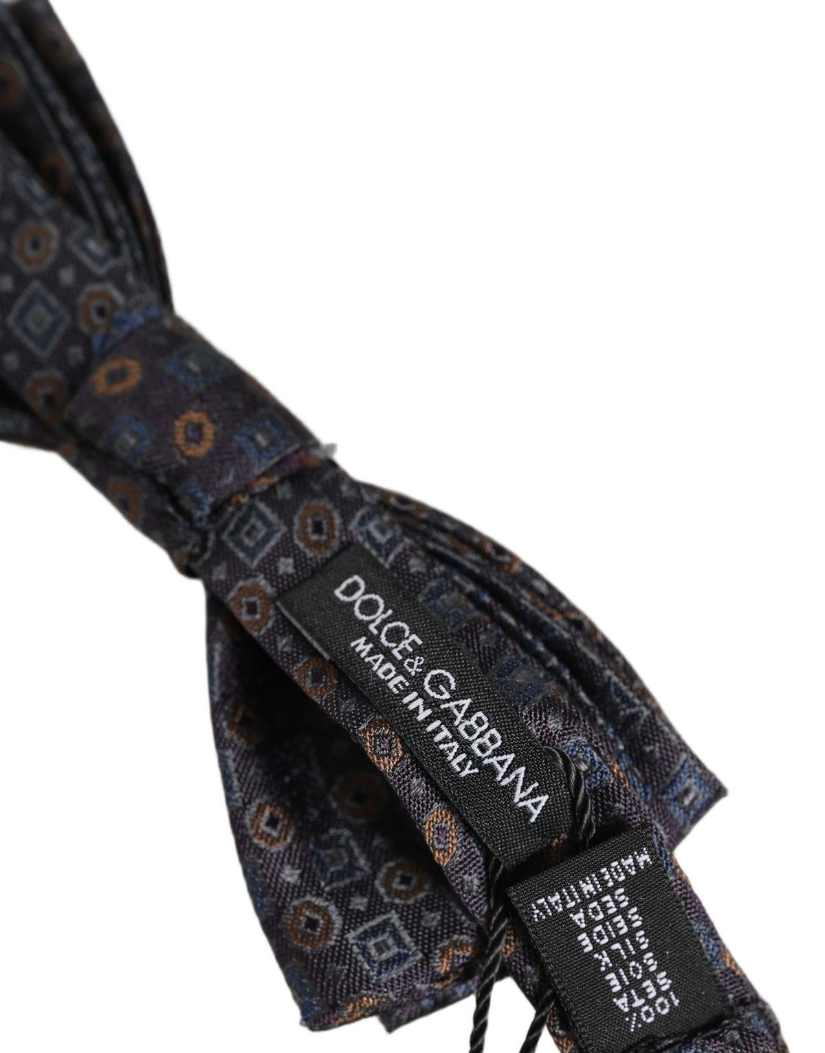 Dolce & Gabbana Homme Nœud Papillon Réglable Géométrique Gris Foncé