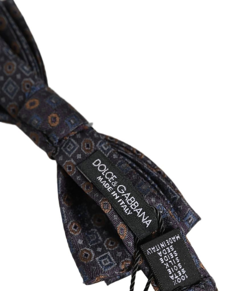 Dolce & Gabbana Homme Nœud Papillon Réglable Géométrique Gris Foncé