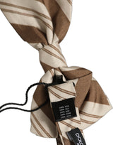 Dolce & Gabbana Homme Papillon à Rayures Marron Beige Réglable au Cou