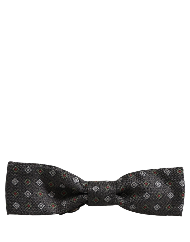 Nœud papillon ajustable gris foncé à motifs géométriques Dolce & Gabbana pour homme