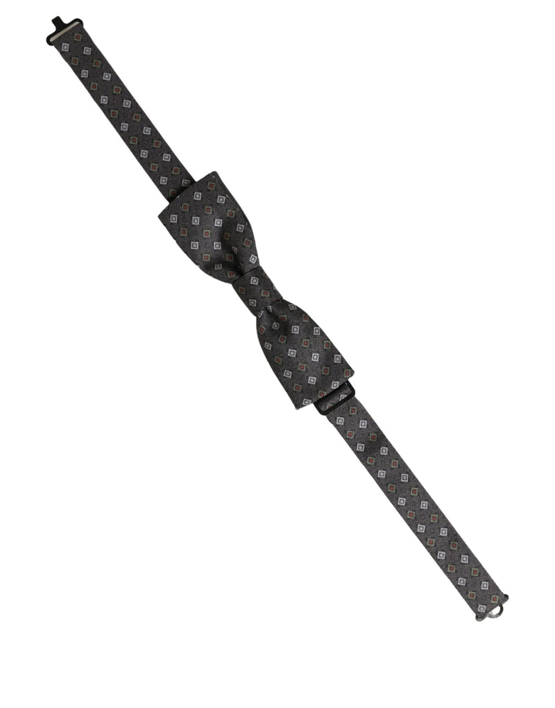 Nœud papillon ajustable gris foncé à motifs géométriques Dolce & Gabbana pour homme
