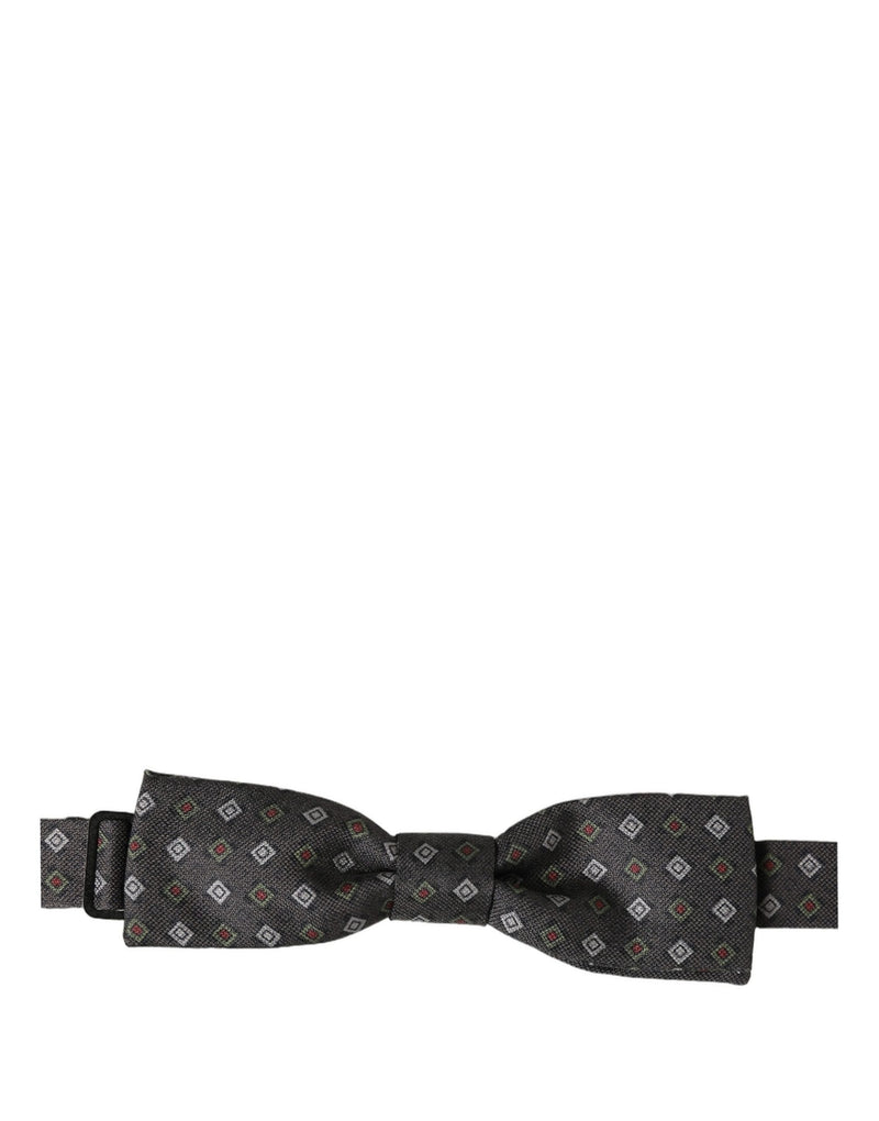 Nœud papillon ajustable gris foncé à motifs géométriques Dolce & Gabbana pour homme