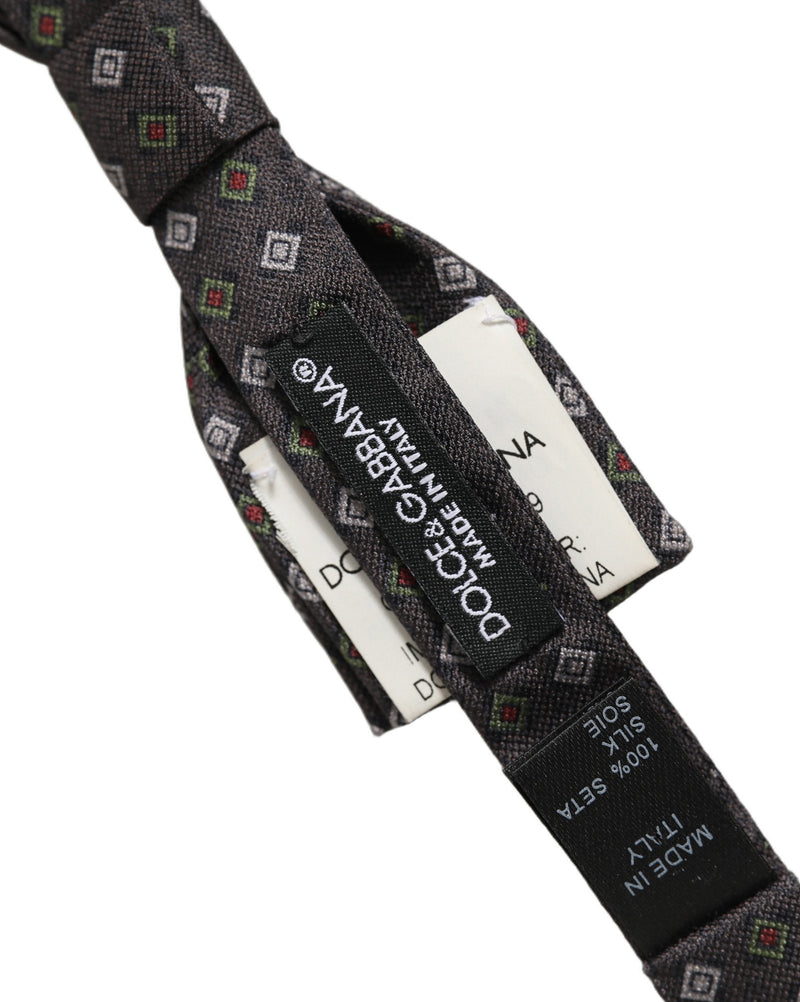 Nœud papillon ajustable gris foncé à motifs géométriques Dolce & Gabbana pour homme