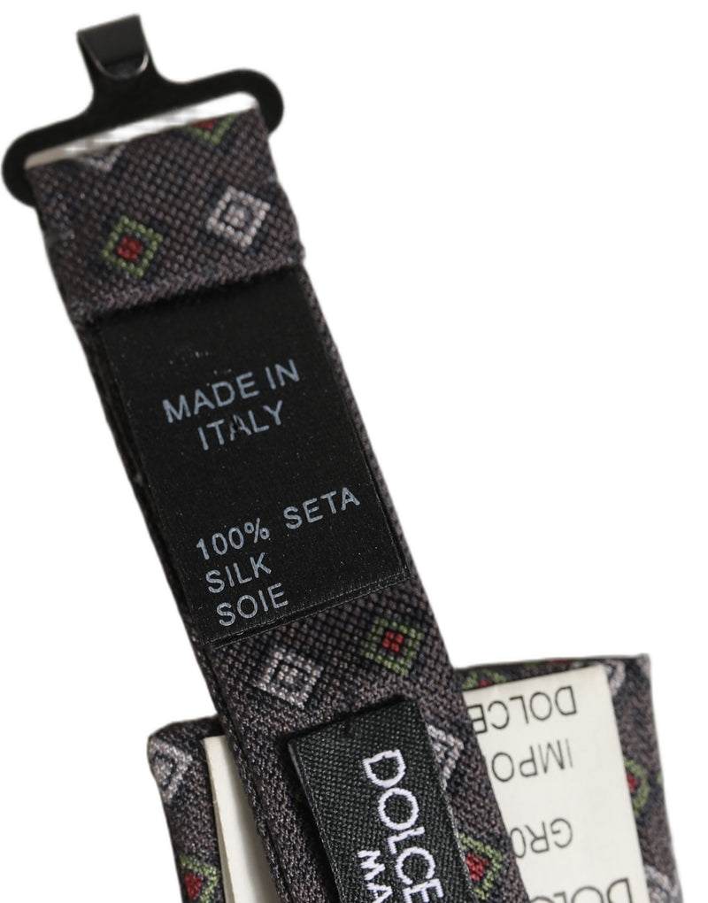 Nœud papillon ajustable gris foncé à motifs géométriques Dolce & Gabbana pour homme