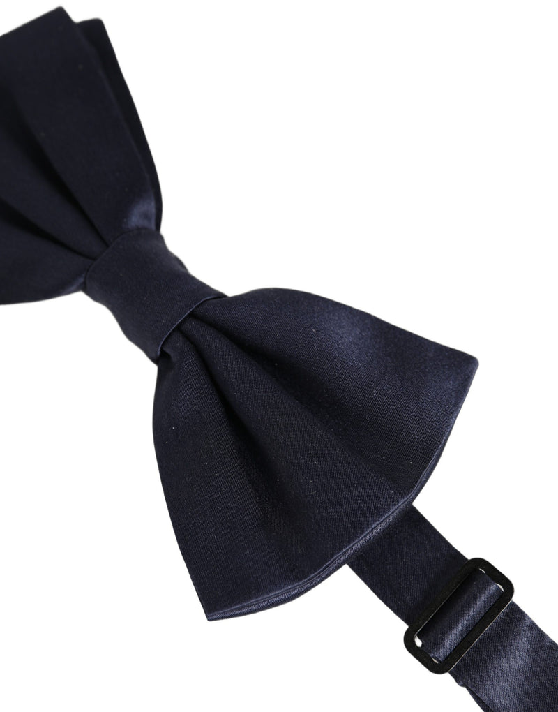 Dolce & Gabbana Nœud Papillon Papillon de Cou Réglable 100% Soie Bleu Foncé