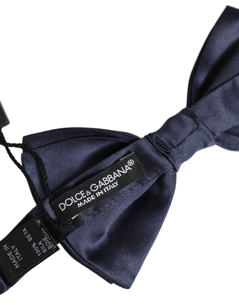 Dolce & Gabbana Nœud Papillon Papillon de Cou Réglable 100% Soie Bleu Foncé
