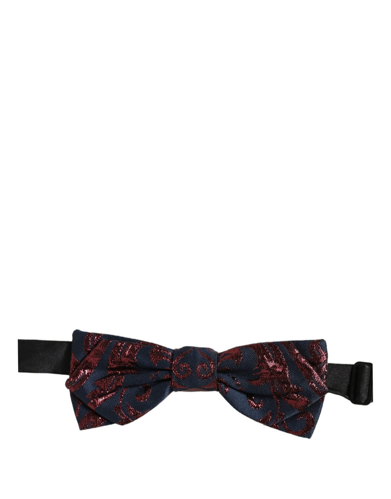 Dolce & Gabbana Men Blue Red Paisley Adjustable Neck Papillon Bow Tie