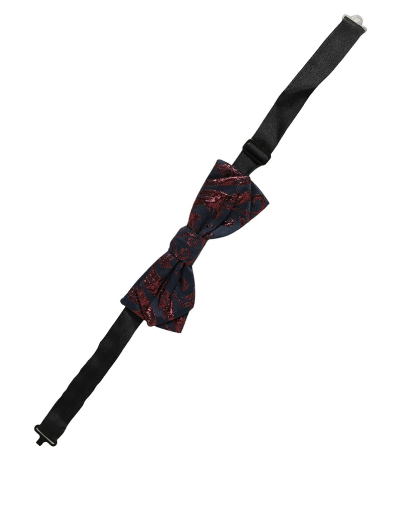 Dolce & Gabbana Men Blue Red Paisley Adjustable Neck Papillon Bow Tie