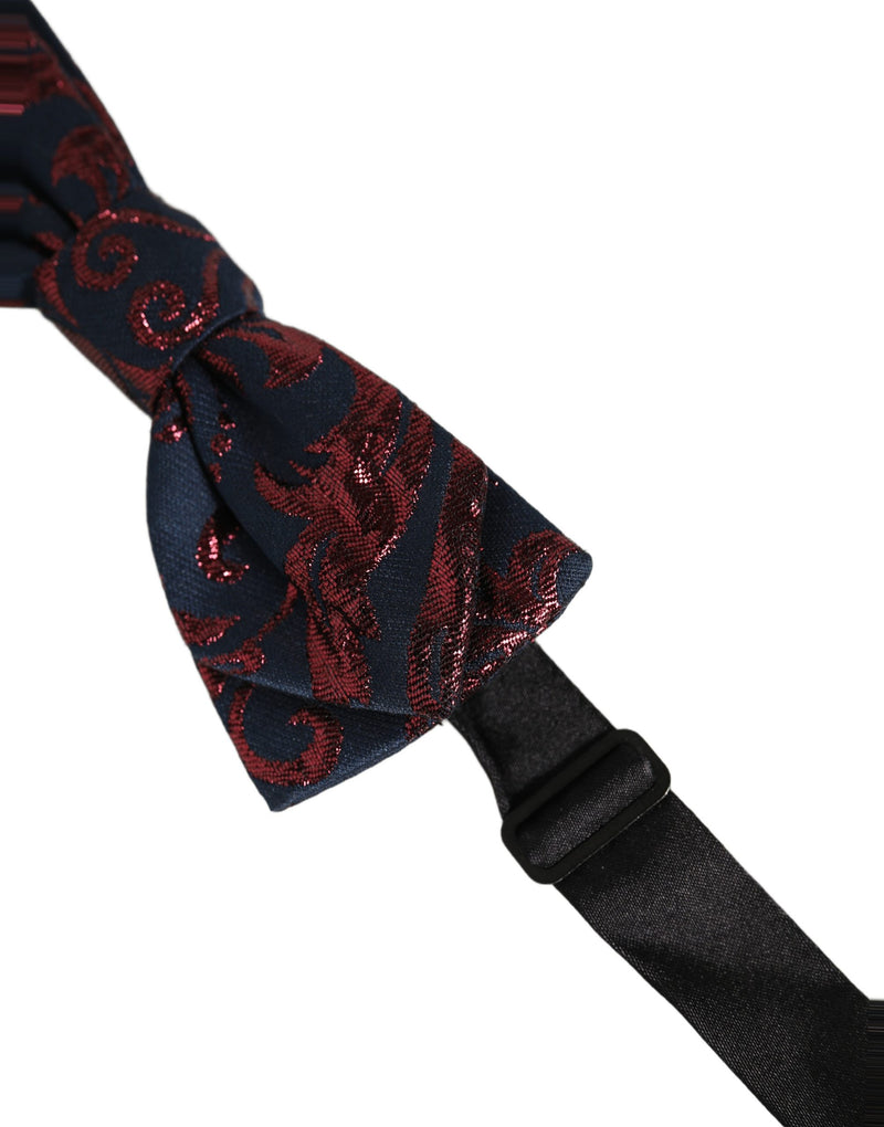 Dolce & Gabbana Men Blue Red Paisley Adjustable Neck Papillon Bow Tie