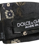 Dolce & Gabbana Men Black Floral Silk Adjustable Neck Papillon Bow Tie