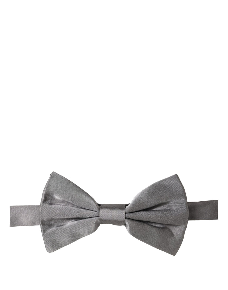 Dolce & Gabbana Men Gray 100% Silk Adjustable Neck Papillon Bow Tie