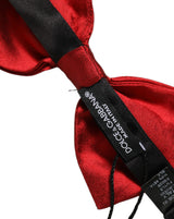 Dolce & Gabbana Homme Nœud Papillon Réglable en Soie Noir Rouge