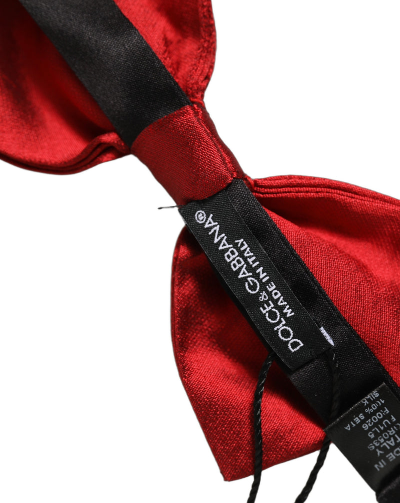 Dolce & Gabbana Homme Nœud Papillon Réglable en Soie Noir Rouge
