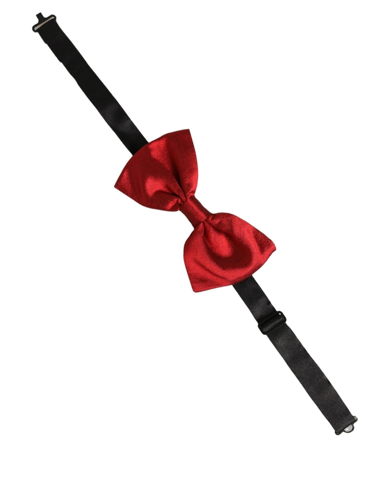 Dolce & Gabbana Homme Nœud Papillon Réglable en Soie Noir Rouge