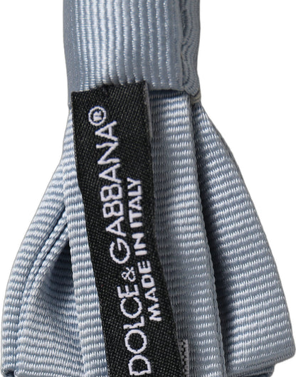 Dolce & Gabbana Men Light Blue Silk Adjustable Neck Papillon Bow Tie