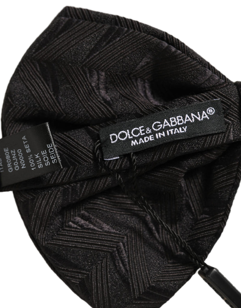 Dolce & Gabbana Men Black Patterned Adjustable Neck Papillon Bow Tie