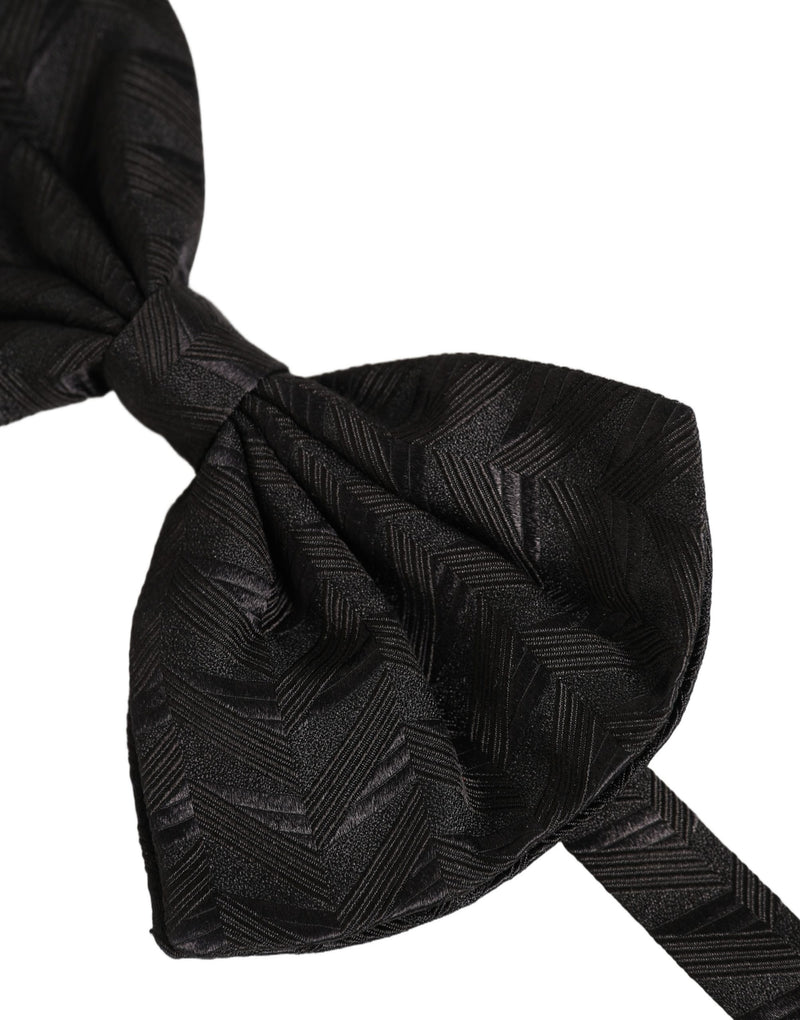 Dolce & Gabbana Men Black Patterned Adjustable Neck Papillon Bow Tie