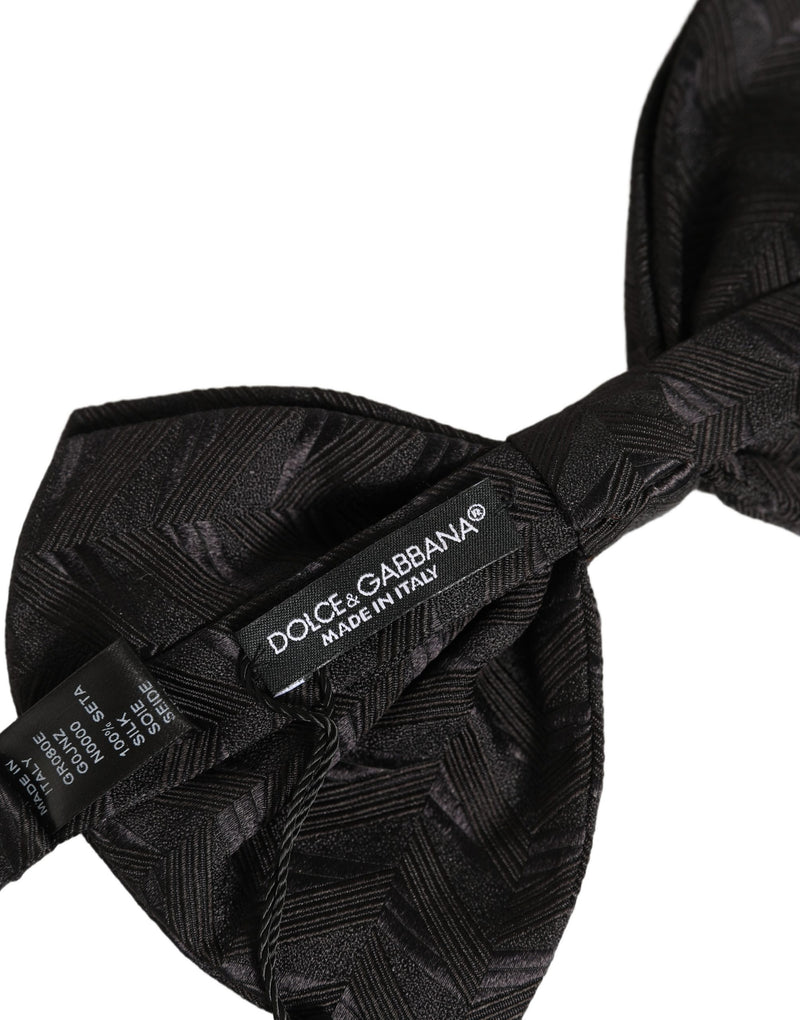 Dolce & Gabbana Men Black Patterned Adjustable Neck Papillon Bow Tie