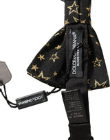 Nœud papillon réglable Dolce & Gabbana pour homme, en soie noire, motif étoile, 100 % soie